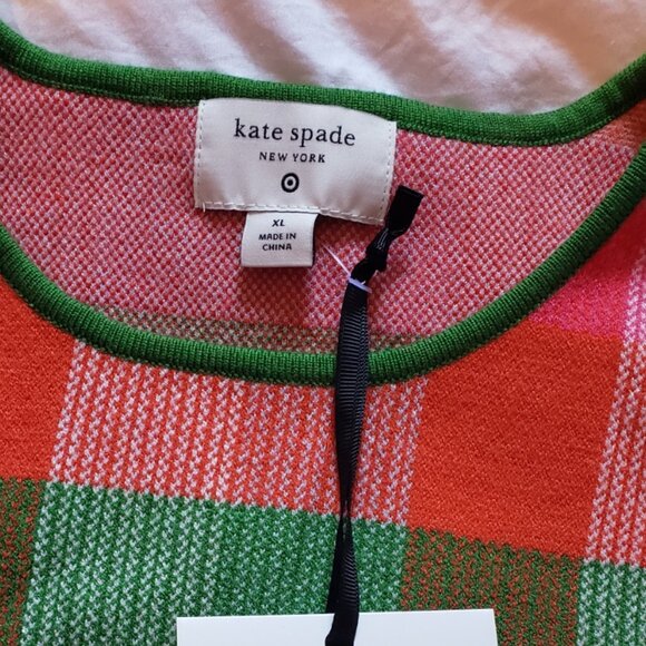 NEW KATE SPADE New York x Target Plaid Mini Sweater Dress Red/Pink/Green/Blue - Picture 9 of 10
